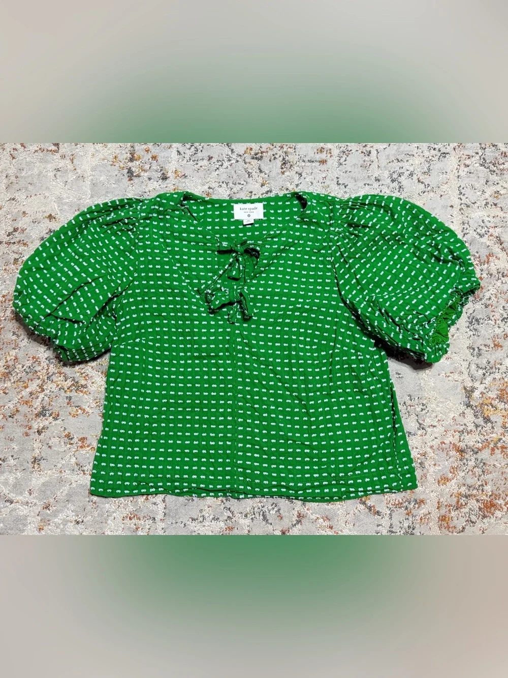 Kate Spade New York x Target Textured Polka Dot Puff Short Sleeve Blouse XS